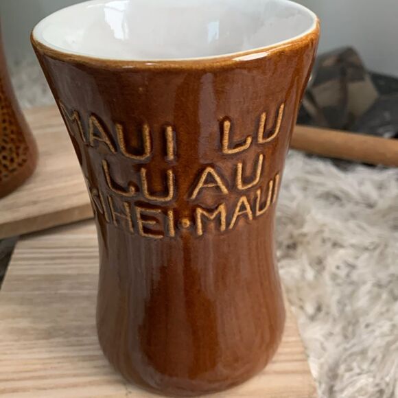 Vintage Daga Hawaii Maui Lu Luau Kihei Maui Tiki Tumbler Cup Set Of Two - Picture 6 of 17